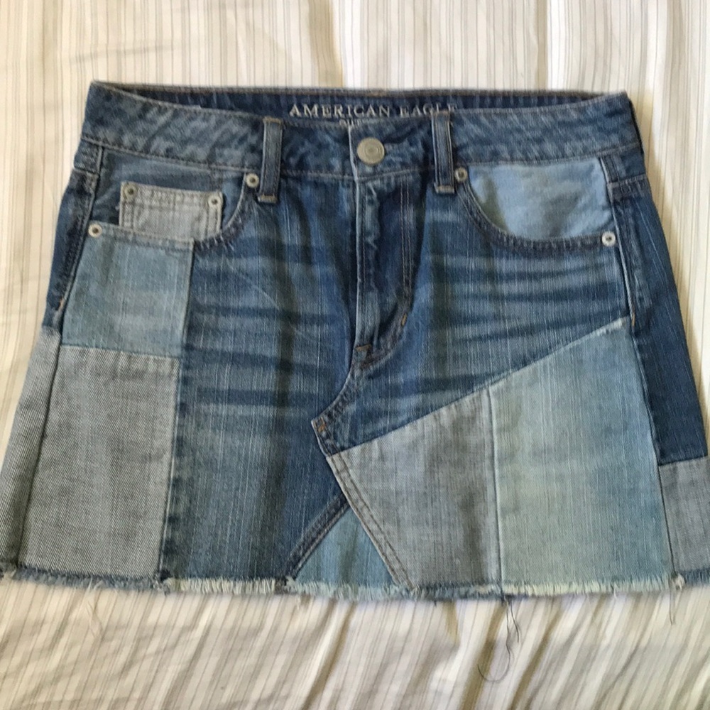 American Eagle Patchwork Jean Skirt